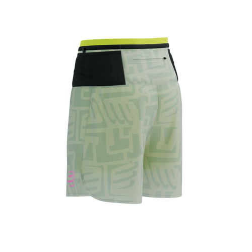 Compressport - Trail Racing 2-In-1 Short - Men's - Sugar Swizzle/Ice Flow/Safety Yellow