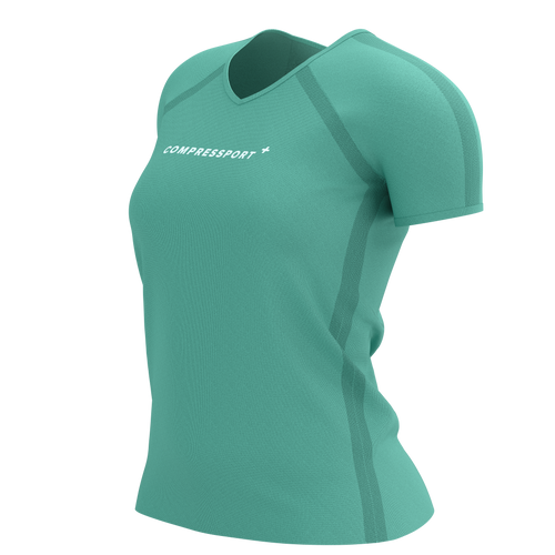 Compressport - Training Short Sleeve Logo Tshirt - Women's - Eggshell Blue/White - 2024