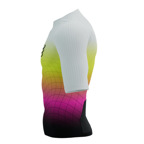 Compressport - Triathlon Postural Aero Short Sleeve Top - Men's - White/Safety Yellow/Neon Pink