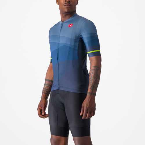 Castelli - Orizzonte Jersey - Men's - BelgianBlue/LightSteelBlue/ElectricLime - 2024