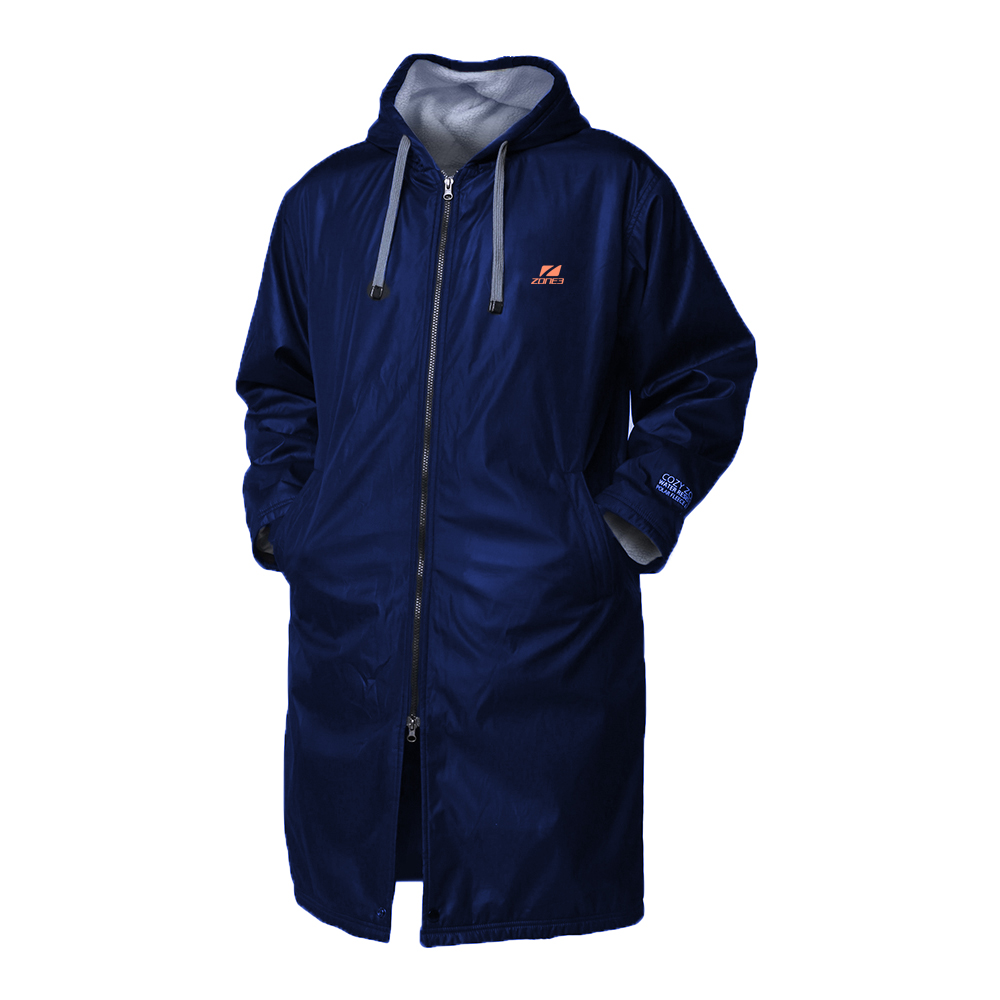 Zone3 Polar Fleece Parka Robe Jacket - Navy/Grey/Orange XL