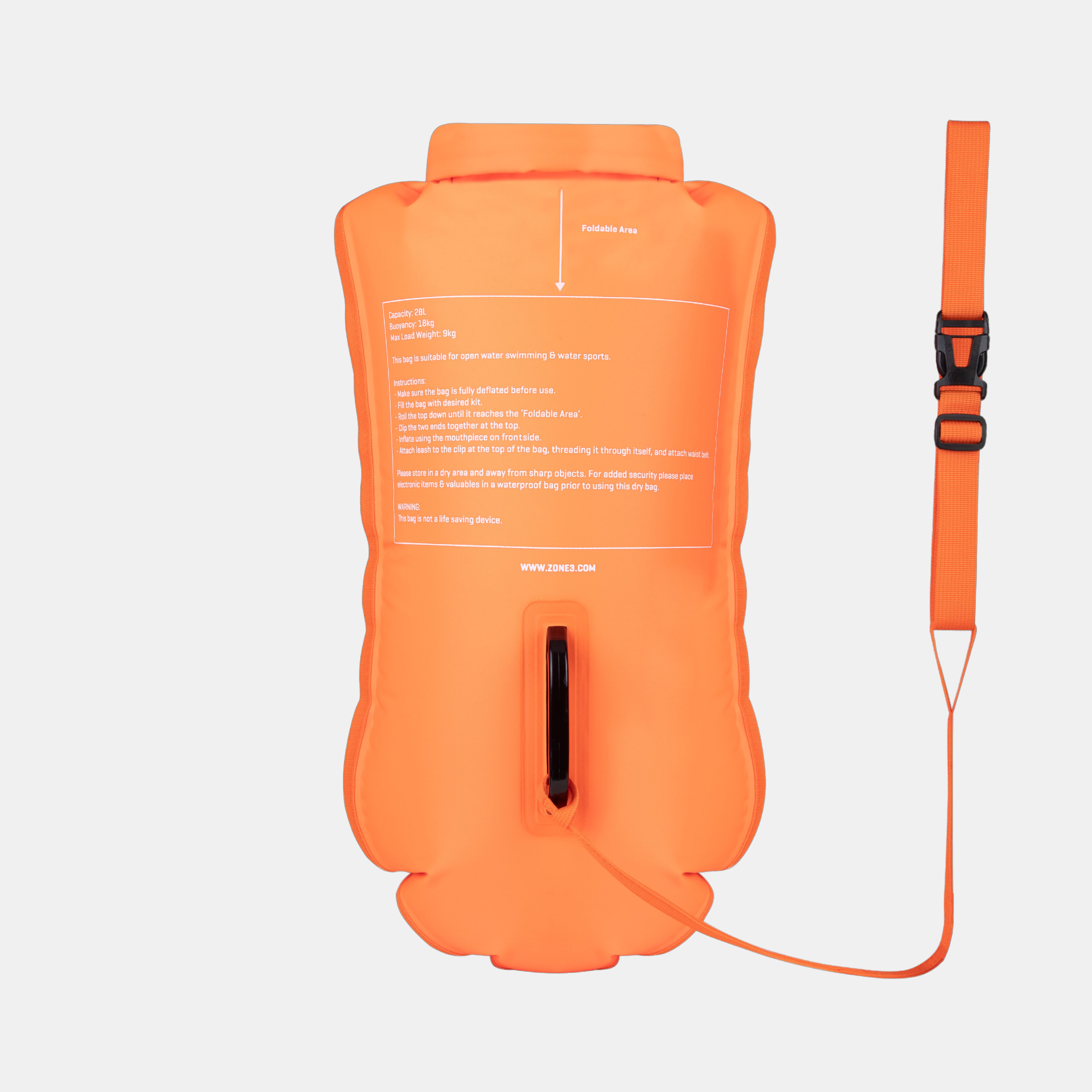 Zone3 Recycled 2 Led Light Swim Safety Buoy / Dry Bag 28L Waterproof