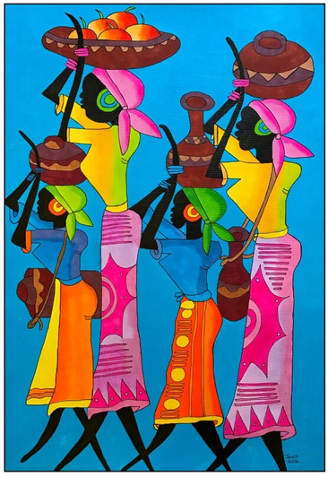 African Art Greeting Card - Teamwork by Joss Ross - Soulbrush Art