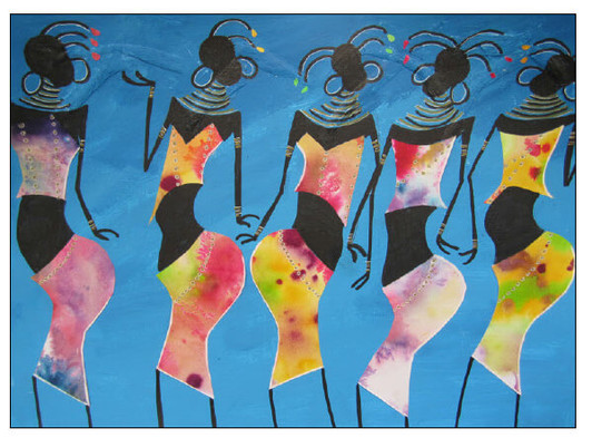 African Art Greeting Card - Teamwork by Joss Ross - Soulbrush Art