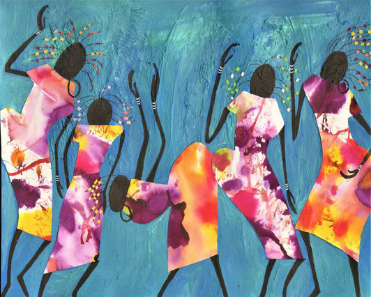 Giclée African Art Print 'Dancing' by Joss Rossiter Giclée African Art Print 'Dancing' by Joss Rossiter