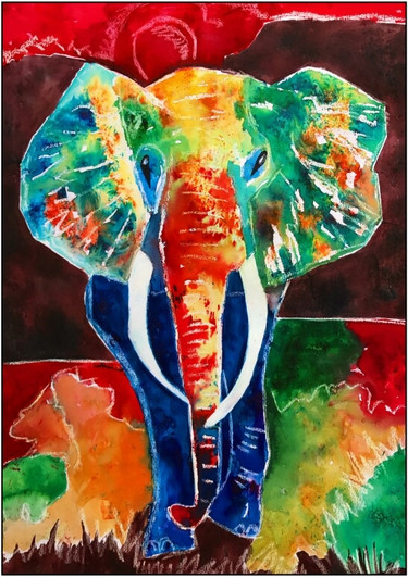 African Art Card - Tusker- by Joss Rossiter - Soulbrush Art