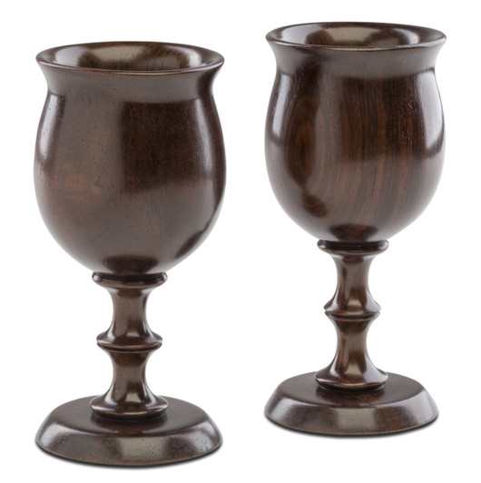 A pair of Wooden Goblets Handcrafted in Malawi from African Leadwood