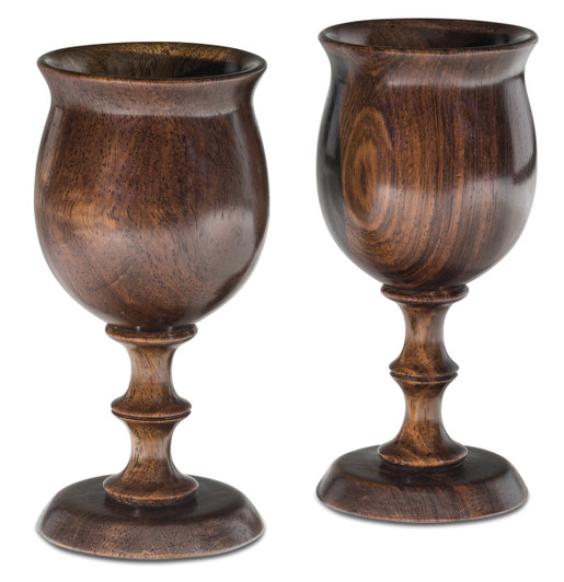  A Pair of Wooden Goblets Handcrafted in Malawi from African Leadwood