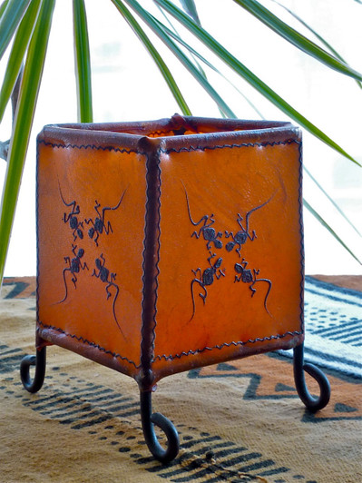 Moroccan Henna Tealight Holder - Orange Gecko Design