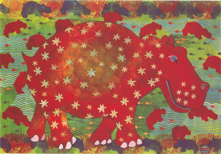 African Greeting Card. 'Hippopotamus' by Phillipa-Alys Browne