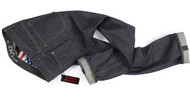 The return of raw denim straight leg jeans for men