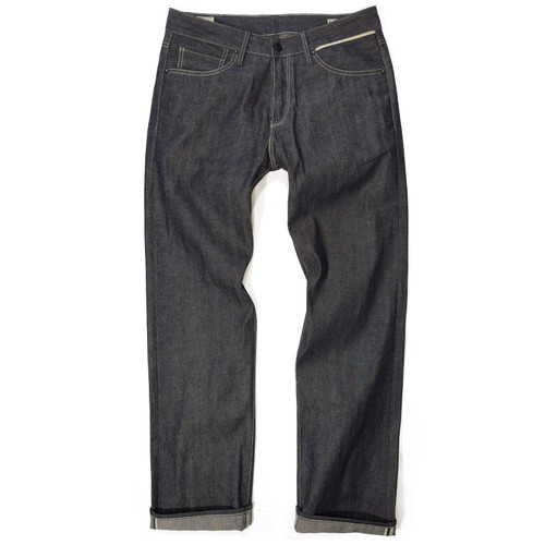 パンツ UNCRUISE Rigid Selvedge Denim Benzak B-02 Regular Straight Green Cast Denim Jeans – 14 oz