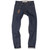 Front view of men’s American-made raw selvedge jeans in the Grand Street core fit, handcrafted in Brooklyn from 13.5 oz. organic indigo Japanese selvedge denim woven by Collect Mills.