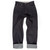 Front view of Japanese denim brand Momotaro's wide fit (#400) big men's jeans, which are cuffed and feature a wide-leg silhouette and button-fly closure. The dark indigo blue style MMJB0400 is a selvedge jean with a high-mid rise displayed on a white background.