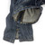 Close-up detail view of the split hem jeans alteration service by Williamsburg Garment Company, showing a professional split hem customization at the outseam with chainstitch hemming.