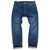 Front view of Benzak B-02 stonewashed selvedge jeans in size 40, featuring a straight-leg fit, faded blue Italian selvedge denim, and button-fly construction.