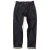 Front view of Momotaro #100 Classic Straight jeans in 15.7 oz Japanese selvedge denim, showing the straight-leg fit and peach-and-white selvedge ID.