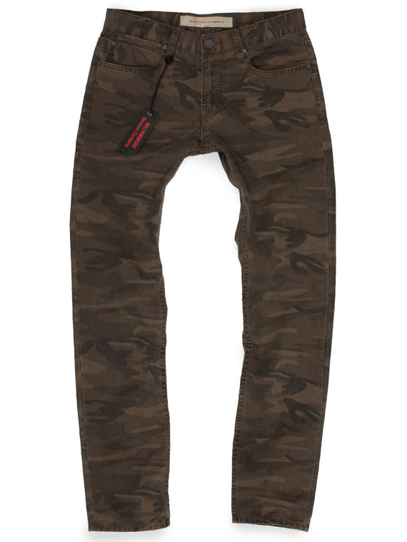 Military green slim fit camouflage pants made in USA.