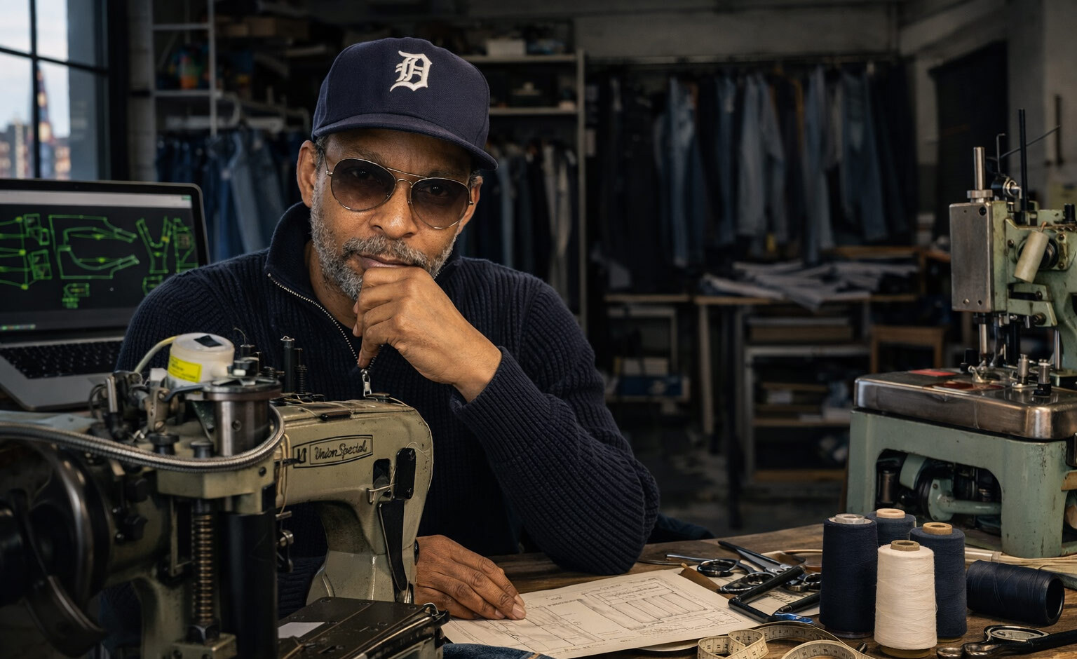 Denim Talk live online session teaching how to make jeans and build a denim brand, featuring designer Maurice Malone.