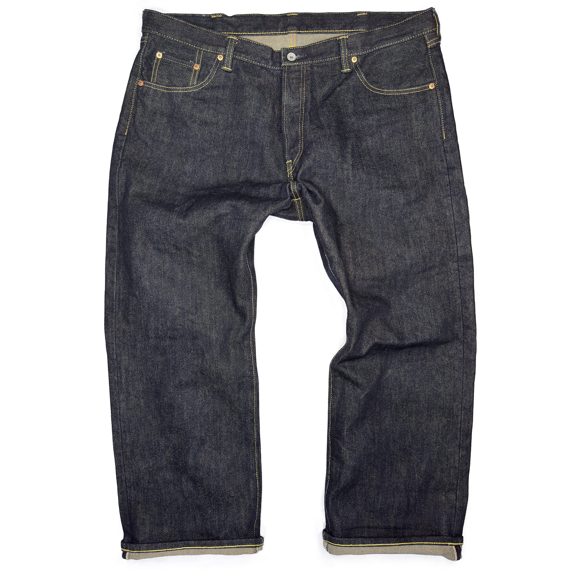 Fit guide image for big men's Iron Heart 634S 21 oz. selvedge jeans in straight leg .