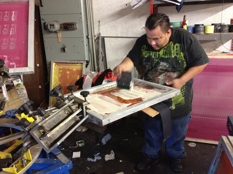 Printing waistbands during the process of making Williamsburg jeans