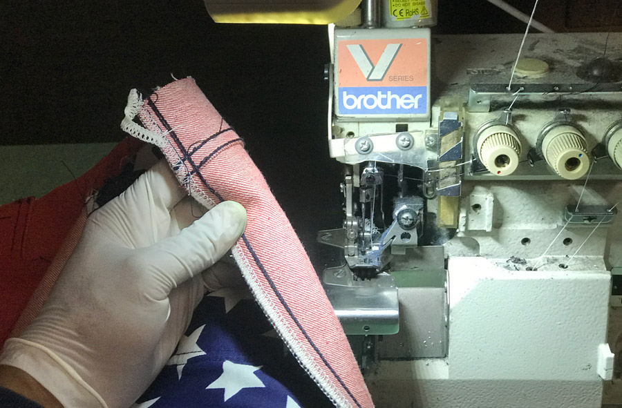 stitching of 6-thread serger overlock machine on jeans