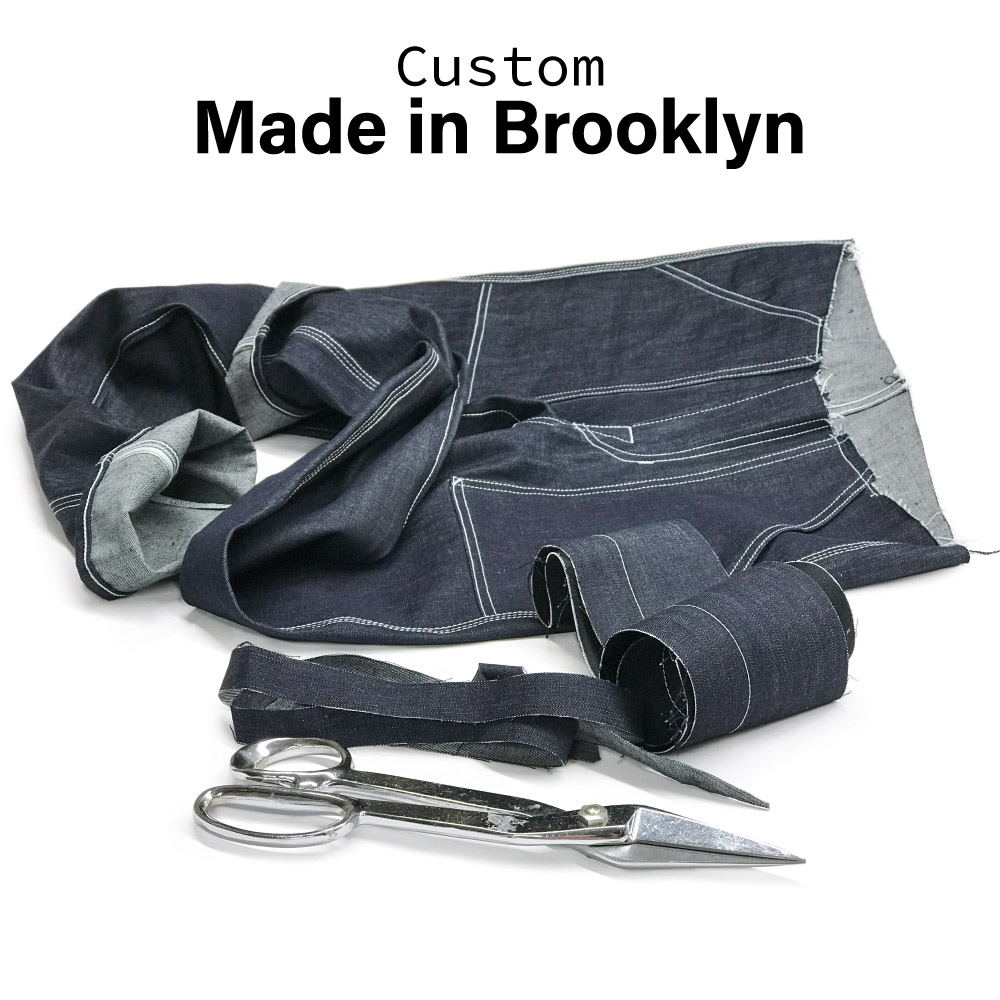 Handmade in Brooklyn patch pocket 3-needle selvedge jeans in work