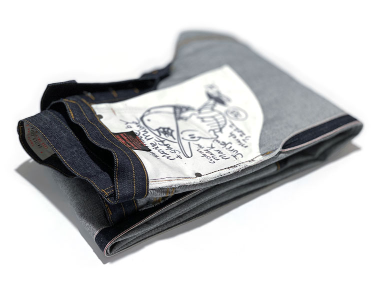 Handmade selvedge denim jeans custom-made in Brooklyn, New York and autographed by Maurice Malone