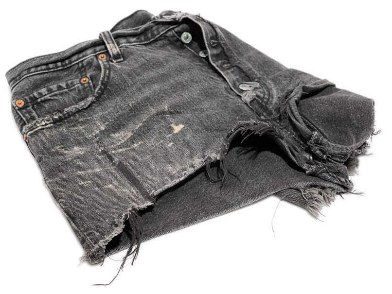 Ripped women's Levi's cut off shorts with denim repair service