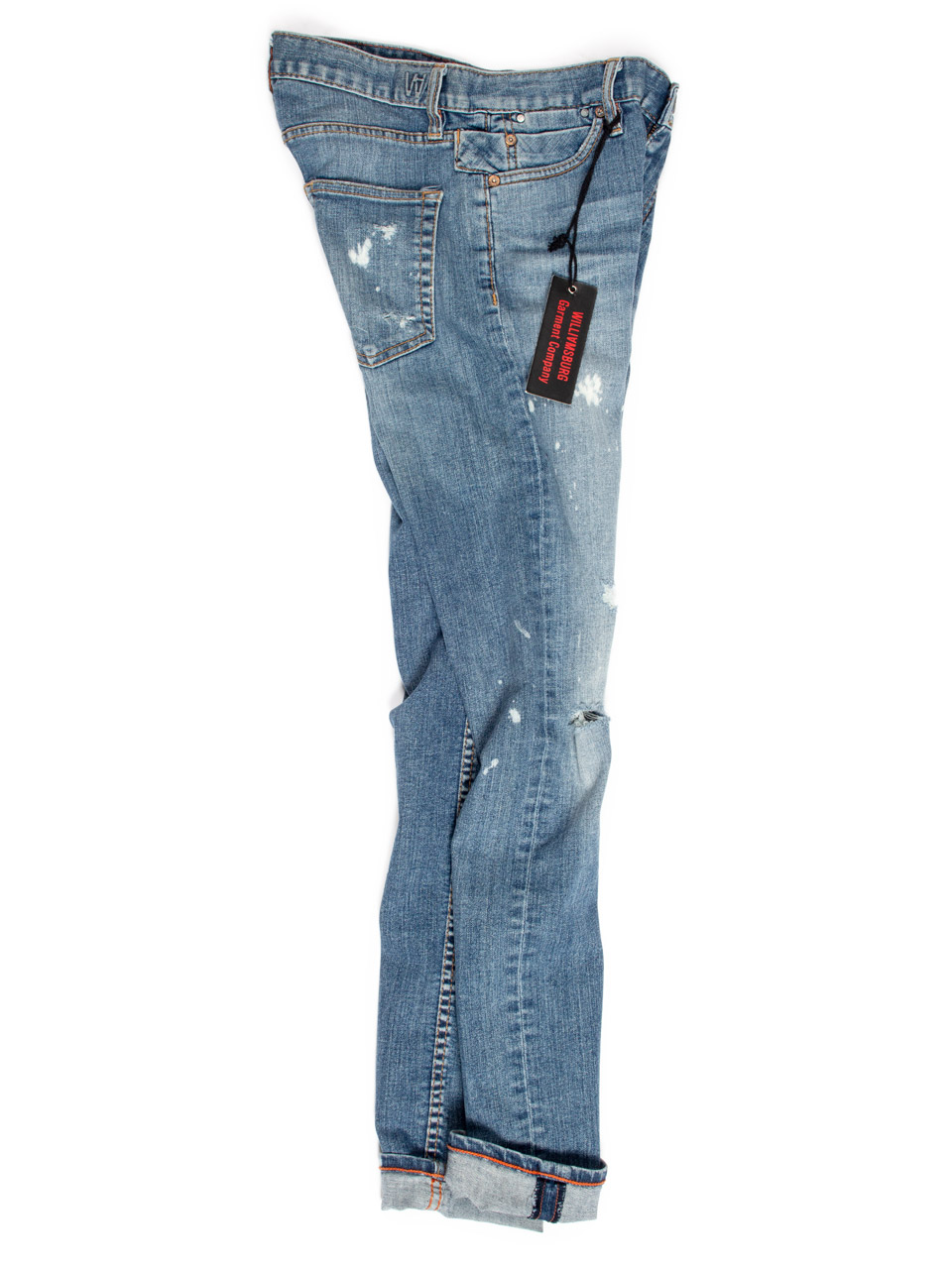 Men's Skinny Jeans Destroyed Frayed Slim Fit Denim Workwear