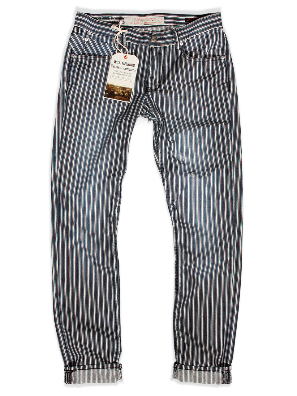 Vintage rail stripe jeans by Williamsburg Garment Co. 