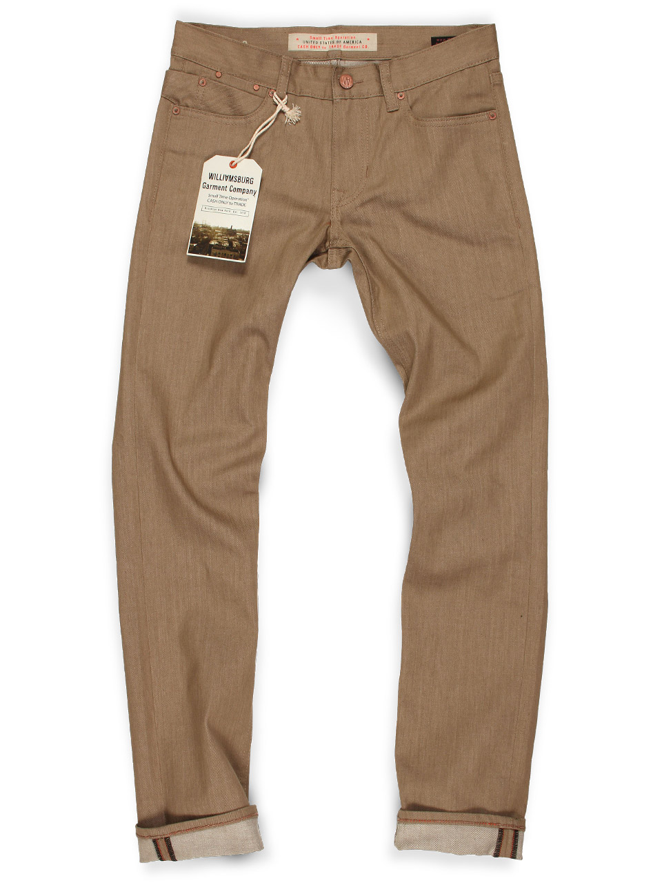  Tan stretch raw denim skinny jeans for men