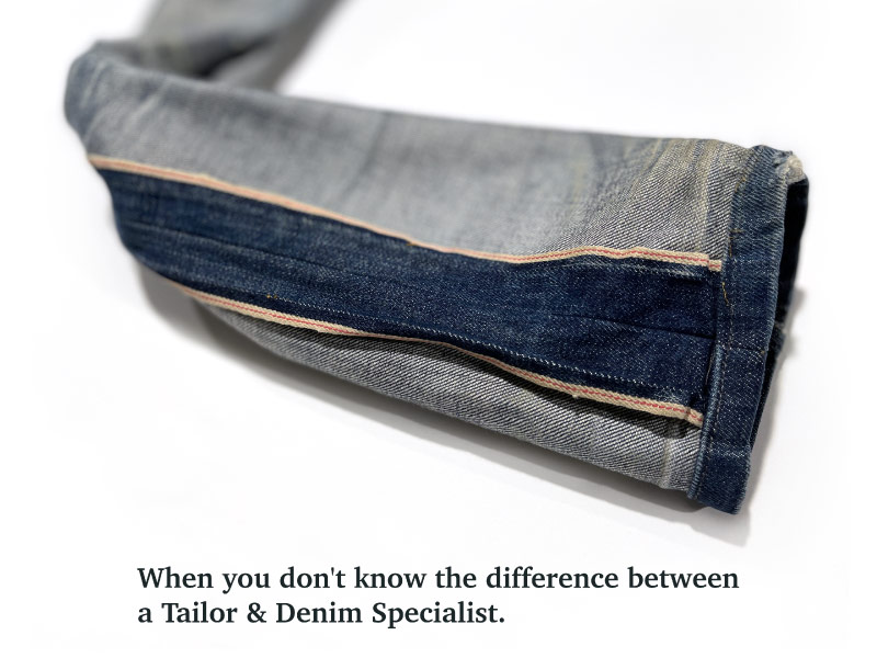 What happens to jeans when you don't know the difference between a Tailor & Denim Specialist - badly tapered jeans.