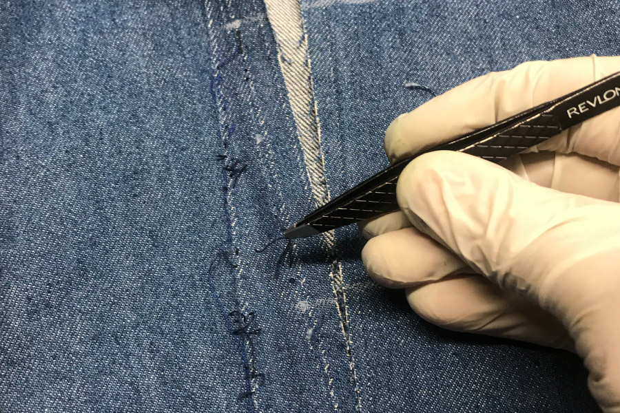 Before the new sewing, the stitches from the previous sewing are removed.