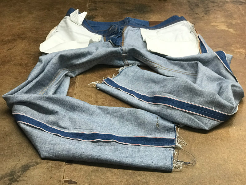 Example of how to repair selvage jeans after bad tapering alterations