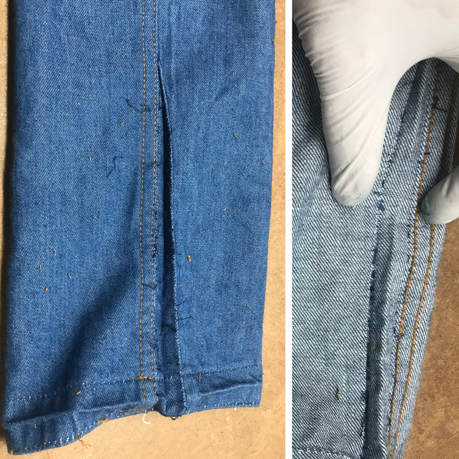 An example of how not to taper jeans from the inseam.