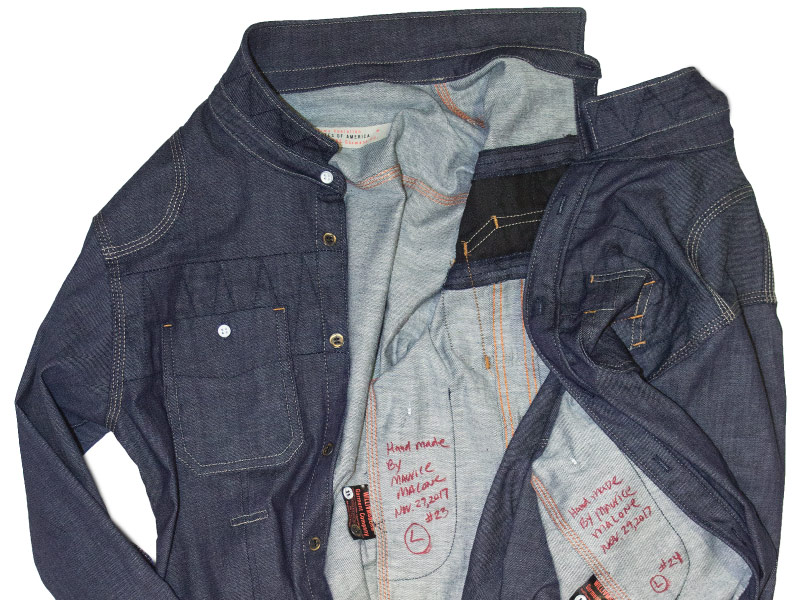 Blue denim made in Brooklyn handmade shirt crafted in American made Cone raw denim