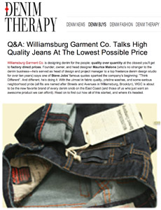 Denim Therapy reviews Williamsburg Garment Co. raw denim jeans