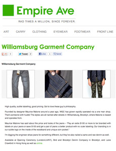 Williamsburg raw denim American made jeans news