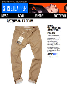 Streetdapper reviews Williamsburg tan raw denim jeans