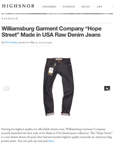 Williamsburg Hope Street raw denim jeans