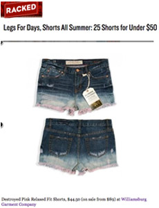 Racked news on Williamsburg denim shorts
