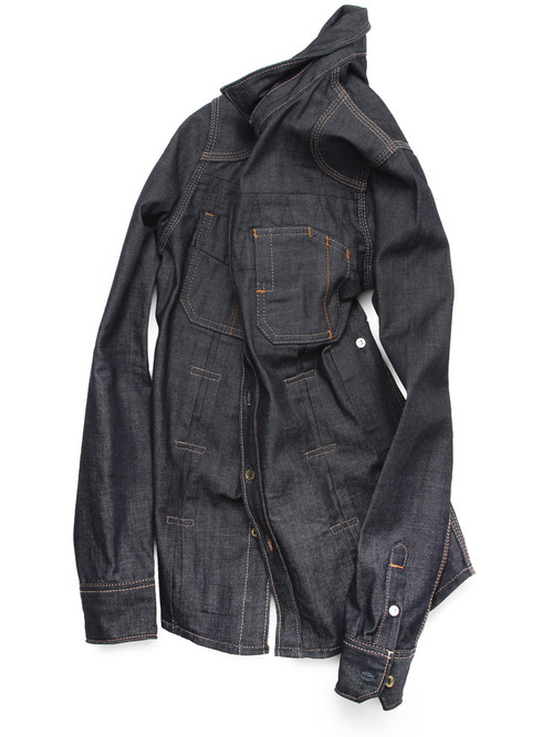 mens raw denim shirt