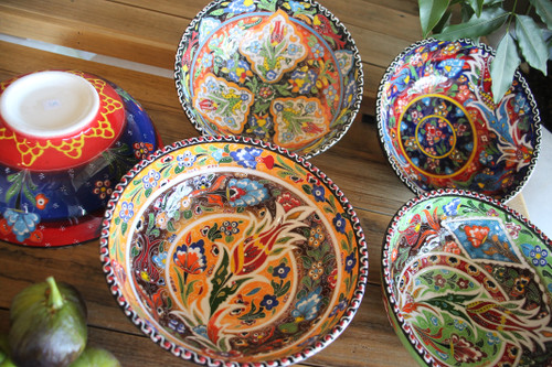 Colourful Hand painted ceramic bowls - 20cm Made in Turkey.