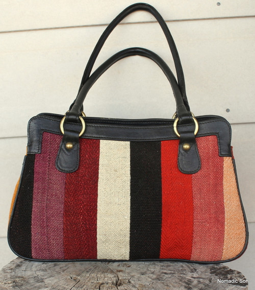 Patchwork kilim & leather Handbag 'Pinaar'