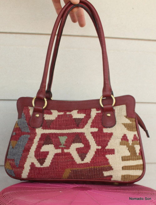'Mercan' Kilim & leather Handbag