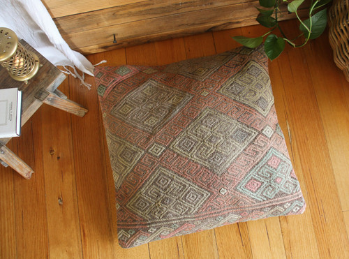 Handwoven kilim cover  floor cushion- Large (60*60cm) #LK22