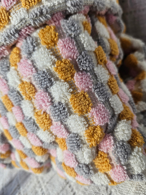 Turkish cotton unisex  bath robe (pink cream pom pom)