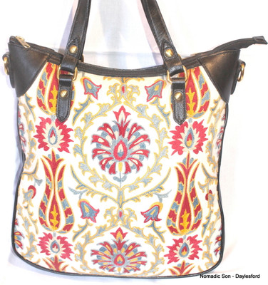 Large Suzani and leather handbag