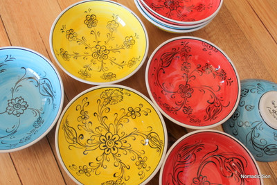 16cm colourful 'Mediterranean' bowls. Food safe, hand wash.